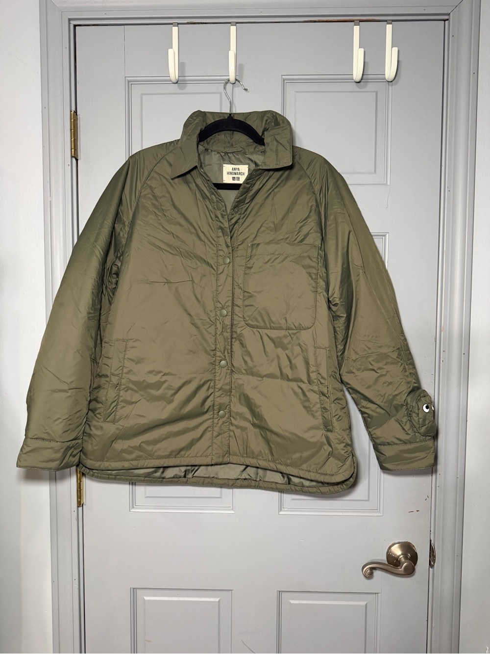Anya Hindmarch x Uniqlo pufftec shirt jacket Olive Quilted Puffer Jacket